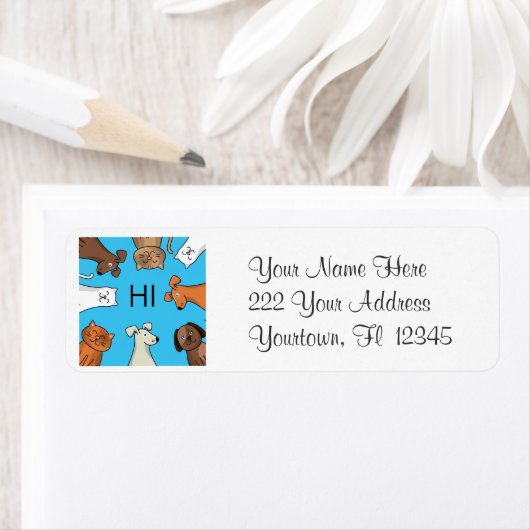 Katten en honden grappig adreslabel etiket (Insitu)