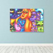 Katten en honden kleurrijk Abstract originele dier Canvas Afdruk (Insitu (Houten vloer))