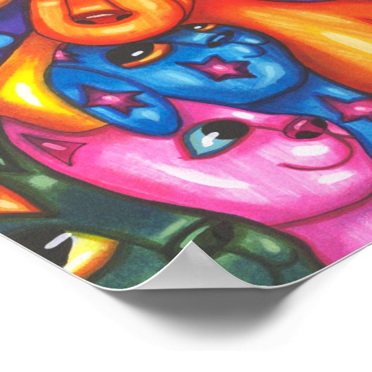 Katten en honden kleurrijk Abstract originele dier Poster (Hoek)