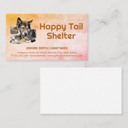 Katten en honden knuffelen visitekaartje (Voorkant / Achterkant)
