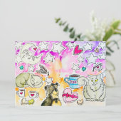 Katten- en honden kunst feestdagenkaart (Staand voorkant)