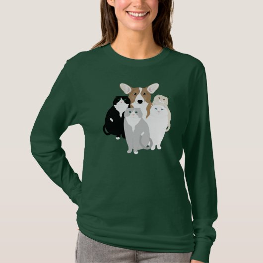 Katten en honden Lange hoes van vrouwen T-shirt (Voorkant)