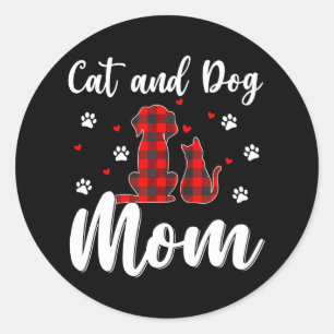 Katten en honden Moederdag papaverdieren Ronde Sticker