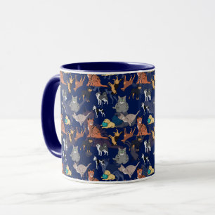 Katten en honden patroonontwerp op blauw mok