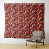 Katten en honden patroonontwerp op rood wandkleed (In Situ (horizontaal))