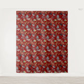 Katten en honden patroonontwerp op rood wandkleed (Voorkant)