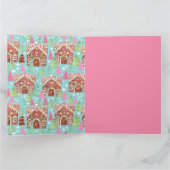 Katten en honden peperkoekhuis kerstkaart kaart (Binnen)