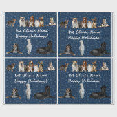 Katten en honden Veterinair op blauw Cadeaupapier (Vlak)