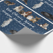 Katten en honden Veterinair op blauw Cadeaupapier (Hoek)