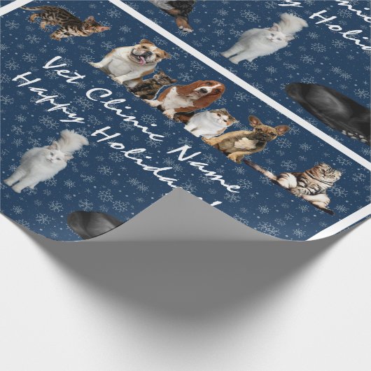 Katten en honden Veterinair op blauw Cadeaupapier (Hoek)