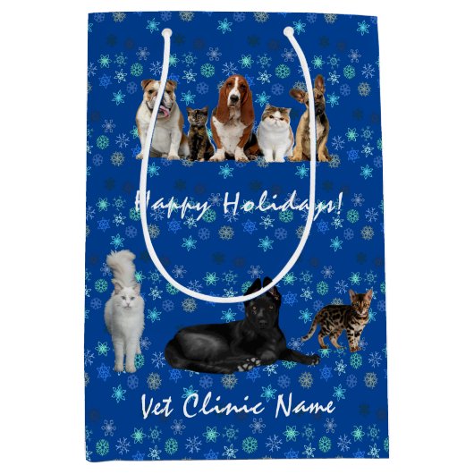 Katten en honden Veterinair op blauw Medium Cadeauzakje (Voorkant)