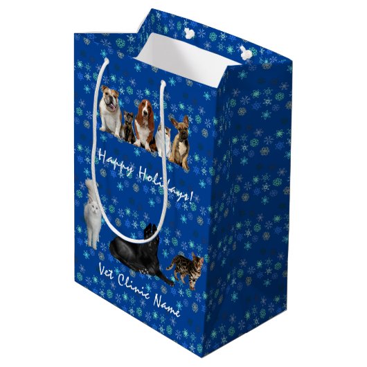 Katten en honden Veterinair op blauw Medium Cadeauzakje (Achterkant Gekanteld)