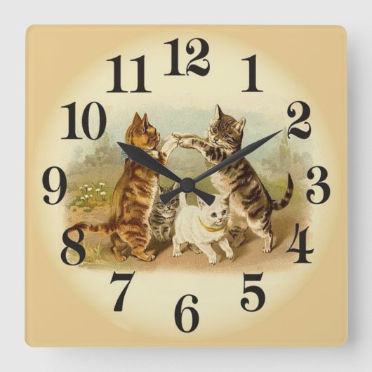 Katten en honden vierkante klok (Voorkant)