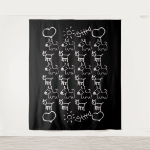 Katten en honden wandkleed