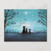 Katten en honden Winter Sunset Briefkaart (Voorkant)