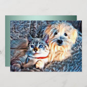 Katten- en hondenliefde bedankkaart (Voorkant / Achterkant)