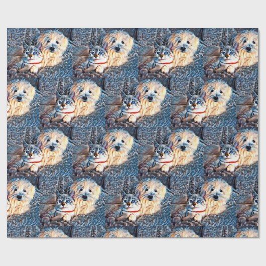 Katten- en hondenliefde cadeaupapier (Vlak)