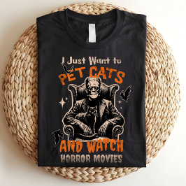 Katten en horrorfilms Fan Frankenstein Halloween Tri-Blend Shirt