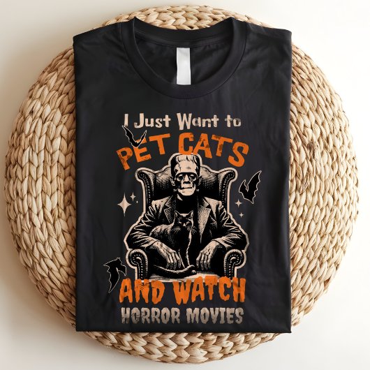 Katten en horrorfilms Fan Frankenstein Halloween Tri-Blend Shirt