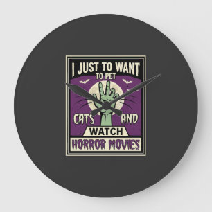 Katten En Horrorfilms Halloween-ontwerp Grote Klok