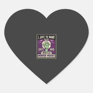 Katten En Horrorfilms Halloween-ontwerp Hart Sticker
