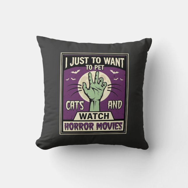 Katten En Horrorfilms Halloween-ontwerp Kussen (Voorkant)