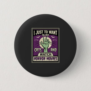 Katten En Horrorfilms Halloween-ontwerp Ronde Button 5,7 Cm