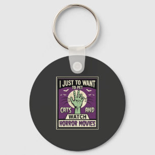 Katten En Horrorfilms Halloween-ontwerp Sleutelhanger