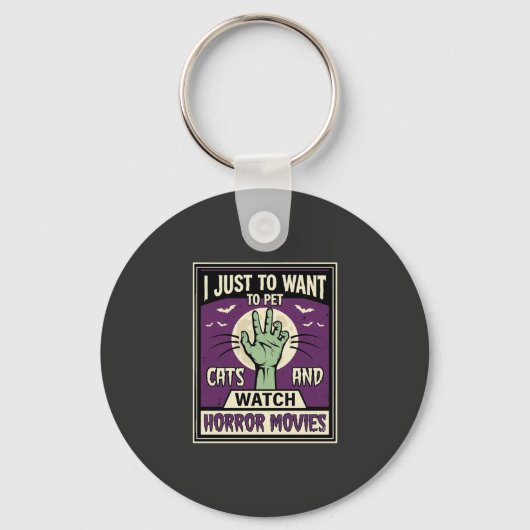 Katten En Horrorfilms Halloween-ontwerp Sleutelhanger (Voorkant)