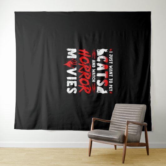 Katten en horrorfilms wandkleed (In Situ (horizontaal))