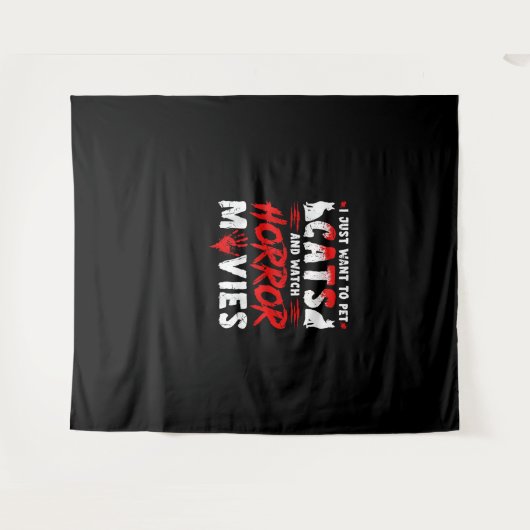 Katten en horrorfilms wandkleed (Voorkant (horizontaal))