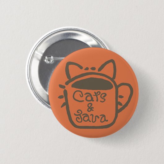 Katten en Java Brown Outline Ronde Button 5,7 Cm (Voorkant /achterkant)