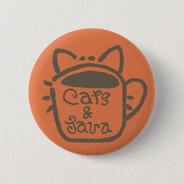 Katten en Java Brown Outline Ronde Button 5,7 Cm