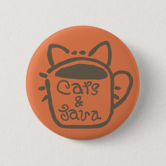 Katten en Java Brown Outline Ronde Button 5,7 Cm