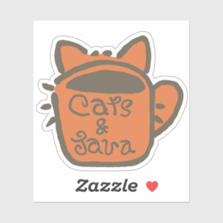 Katten en Java Brown Outline Sticker
