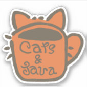 Katten en Java Brown Outline Sticker (Voorkant)