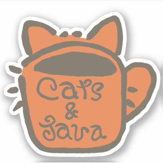 Katten en Java Brown Outline Sticker (Voorkant)