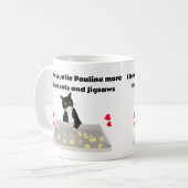 Katten en jigsaws maken dat ik lach op kattenpuzze koffiemok (Voorkant links)