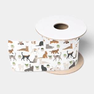 Katten en kamerplanten satijnen lint