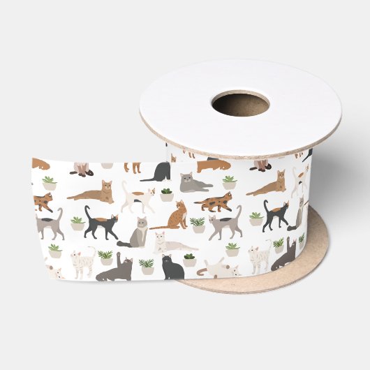 Katten en kamerplanten satijnen lint (Spoel)