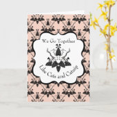 Katten en katnip Damask Jubileum zoeken Kaart (Gele Bloem)