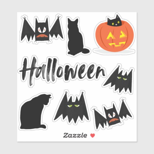 Katten en katten Halloween Sticker (Vel)