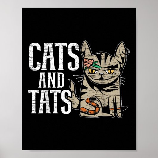 Katten en katten Tattoo tatoeages Kat Poster (Voorkant)