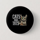 Katten en katten Tattoo tatoeages Kat Ronde Button 5,7 Cm (Voorkant)