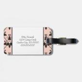 Katten- en kattenkruid-damaskpatroon bagagelabel (Achterkant horizontaal)