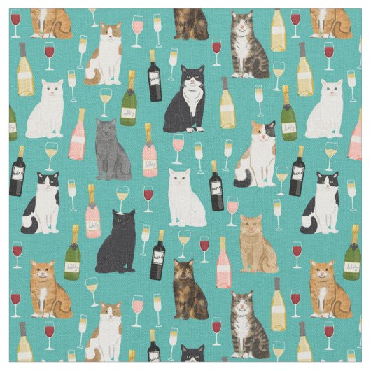 Katten- en kattenvrouwpatroon stof (Close Up)