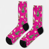 Katten en kerstbomen patroon sokken (Links)