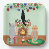Katten en Kerstmis - Een winter illustratie Papieren Bordje (Voorkant)