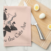 Katten en keukenroos Silhouette Theedoek (Quarter Fold)