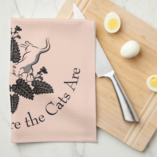 Katten en keukenroos Silhouette Theedoek (Quarter Fold)